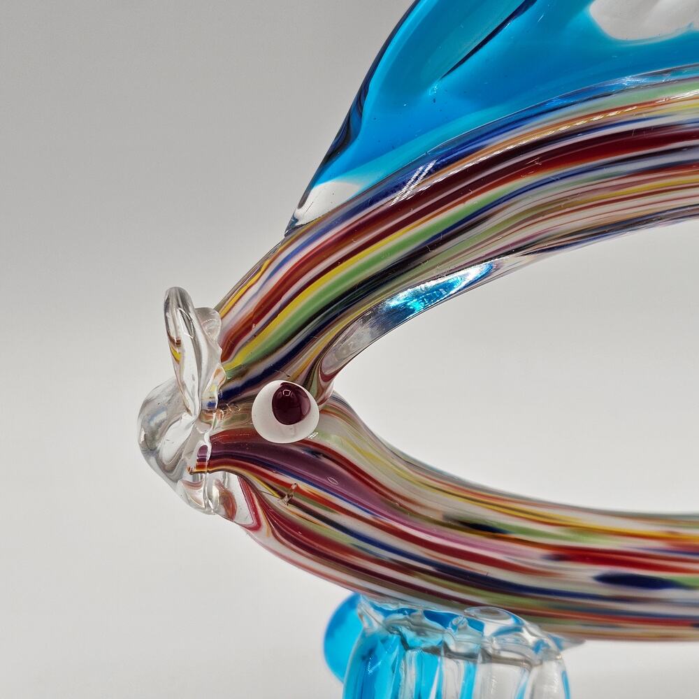 Murano Style Art Glass Fish Figurine Multicolor Cutout Body Vintage Handblown - Picture 3 of 9
